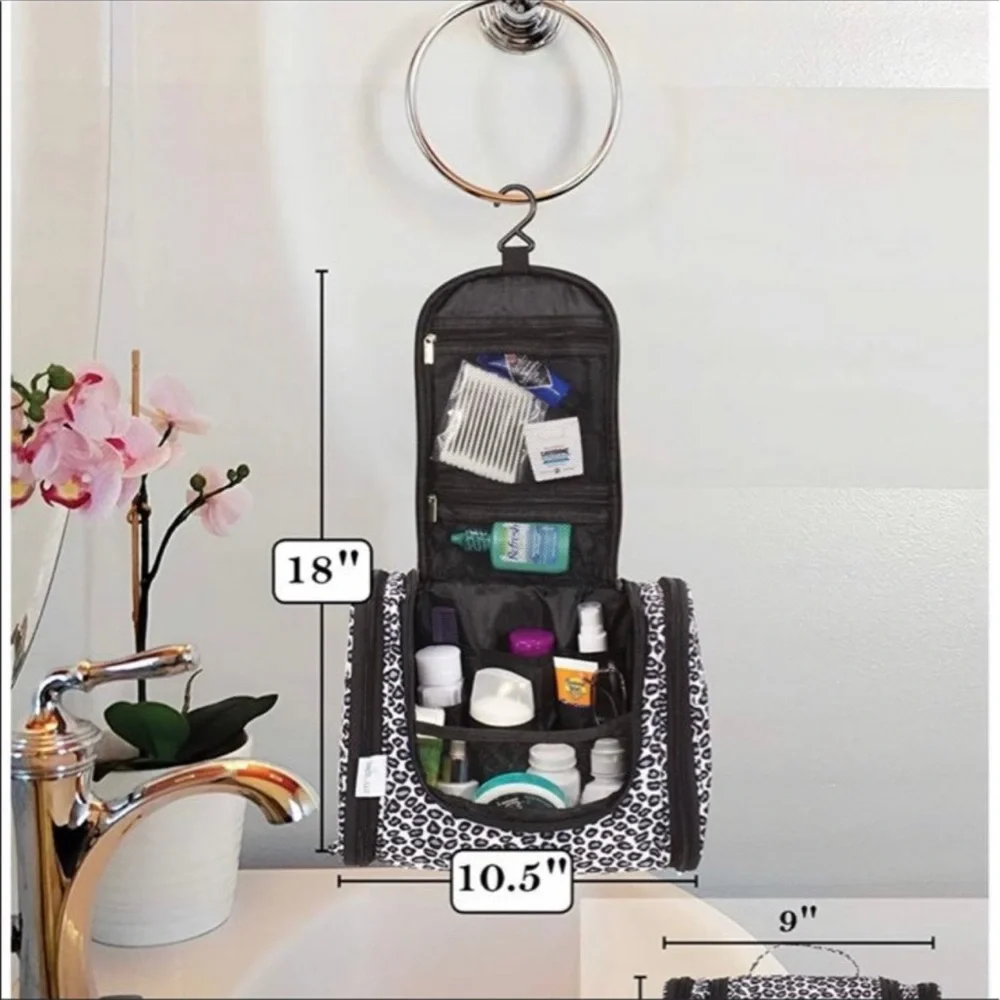 Hanging Travel Toiletry Bag - Black and White